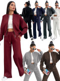 SC Solid Color Padded Zipper Coat Pants Suit SSNF-211472