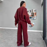 SC Solid Color Padded Zipper Coat Pants Suit SSNF-211472
