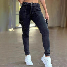 SC Fashion Washed Belt Skinny Jeans GDMY-41802