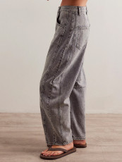 SC Fashion Washed Loose Wide Leg Jeans GDMY-70802