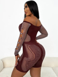 SC Pre Order: About 7 work days shipping Sexy Solid One Shoulder Hollow Out Knits Romper YUEM-220292