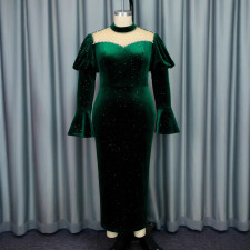SC Plus Size Beaded Long Sleeve Party Dress GKEN-040725