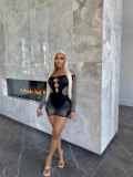 SC Pre Order: About 7 work days shipping Sexy Solid One Shoulder Hollow Out Knits Romper YUEM-220292
