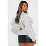 SC Fashion Lapel Solid Color Long Sleeve Knits Sweater ASL-6762