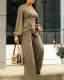 SC Plus Size Long Sleeve Drawstring Patchwork Jumpsuit GXYY-8007