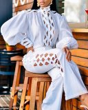 SC Plus Size Hollow Out Loose Two Piece Pants Set GXYY-7009