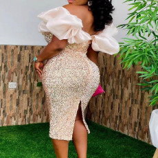 SC Plus Size Sexy Sequin Sleeveless Pencil Dress GXYY-8060