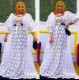 SC Plus Size Bubble Sleeve Lace Hollow Out Maxi Dress GXYY-8132