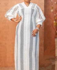 SC Plus Size V Neck Mesh Loose Maxi Dress GXYY-8249