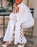 SC Plus Size Hollow Out Loose Two Piece Pants Set GXYY-7009