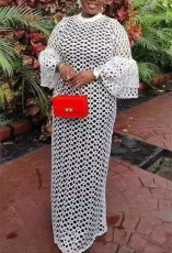 SC Plus Size Lace Flare Sleeve Maxi Dress GXYY-8192