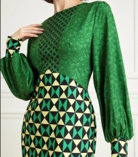 SC Print Long Sleeve Long Dress GXYY-8243