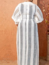 SC Plus Size V Neck Mesh Loose Maxi Dress GXYY-8249