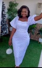 SC Plus Size Lace Solid Hollow Out Slim Maxi Dress GXYY-8193