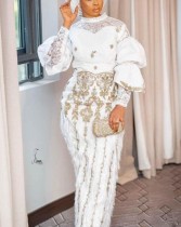 SC Plus Size Embroidered Long Sleeve Top Two Piece Pants Set GXYY-8273
