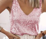 SC Plus Size Sequin V Neck Vest Tops GXYY-8370