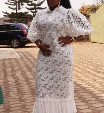 SC Plus Size Lace Embroidery Loose Shirt Long Dress GXYY-8262