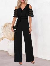 SC V Neck Off Shoulder Belt Jumpsuit GXYY-8200