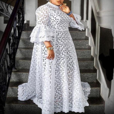 SC Plus Size Flare Sleeve Lace Maxi Dress GXYY-8012