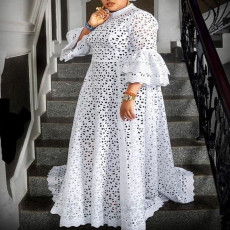 SC Plus Size Flare Sleeve Lace Maxi Dress GXYY-8012