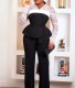 SC Plus Size Mesh Patchwork Tops Wide Leg Pants Suit GXYY-8283
