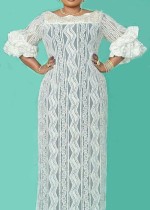 SC Plus Size Lace Patchwork Loungewear Long Dress GXYY-8248