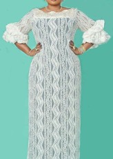 SC Plus Size Lace Patchwork Loungewear Long Dress GXYY-8248