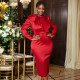 SC Plus Size Solid Color Ruffles Midi Dress GKEN-040826