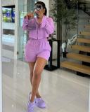 SC Solid Color Long Sleeve Shorts 2 Piece Set OLYF-1652