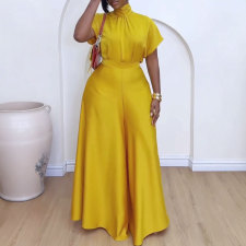 SC Plus Size Satin Tied Fly Sleeve Wide Leg Two Piece Set NY-10920