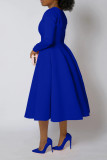 SC Plus Size Solid Color Long Sleeve Midi Dress BGN-305