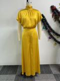 SC Plus Size Satin Tied Fly Sleeve Wide Leg Two Piece Set NY-10920