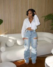 SC Fashion Washed Hot Drill Hollow Out Jeans OD-8715