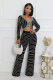 SC Stripe Print Long Sleeve Tops Pants 2 Piece Set XHXF-8712