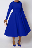 SC Plus Size Solid Color Long Sleeve Midi Dress BGN-305