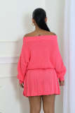 SC One Shoulder Solid Color Tops Pleated Skirts Suit GDYF-6697