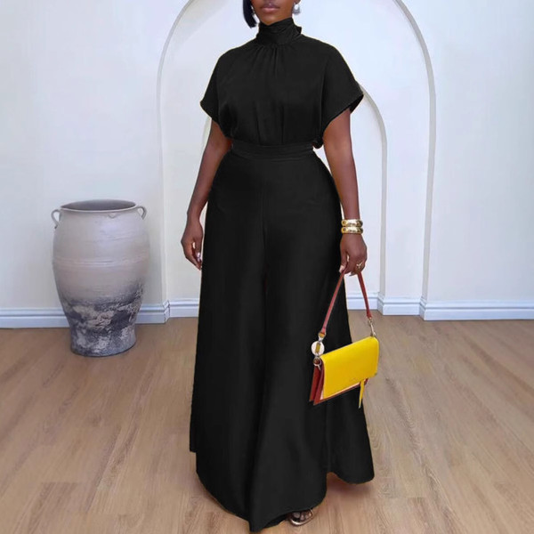 SC Plus Size Satin Tied Fly Sleeve Wide Leg Two Piece Set NY-10920