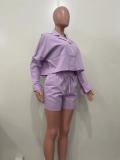 SC Solid Color Long Sleeve Shorts 2 Piece Set OLYF-1652