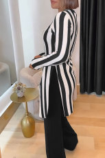 SC Plus Size Fashion Stripe Long Sleeve Casual Pants Suit NY-10929