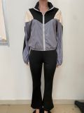 SC Hooded Zipper Sweatshirt Slim Split Pants Set LSD-LD2263
