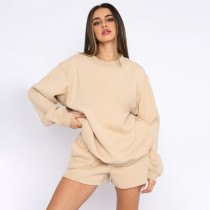 SC O Neck Long Sleeve Casual Loose Shorts Suit YMZY-1080