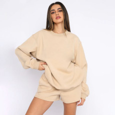 SC O Neck Long Sleeve Casual Loose Shorts Suit YMZY-1080