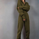SC Solid Color Sport Zipper Hooded Two Piece Pants Set YMZY-11203