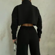 SC Zipper Long Sleeve Sweatshirt Two Piece Pants Set YMZY-1045