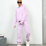 SC Hooded Pockets Sweatshirt Two Piece Pants Set YMZY-1071