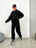 SC Hooded Pockets Sweatshirt Two Piece Pants Set YMZY-1071