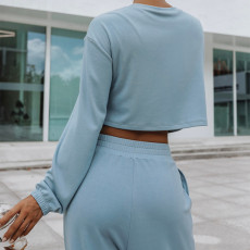 SC Loose Solid Color Casual Sweatshirt Pants Suit YMZY-9831