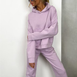 SC Hooded Pockets Sweatshirt Two Piece Pants Set YMZY-1071
