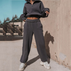 SC Solid Color Casual Sweatshirt Pants Suit YMZY-9833