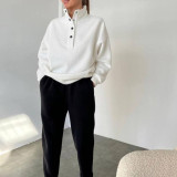 SC Fashion Button Stand Collar Set Two Piece Pants Set YMZY-6825